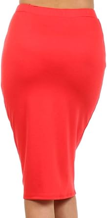 Private Label Women's Solid Pencil Skirt. Made in USA (L, Coral)
