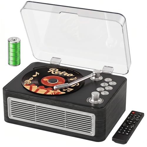Image of Gueray Retro CD Player Portable Bluetooth CD Players with Speakers Vintage CD-Player 3600mAh Rechargeable & Radio & Remote Control Support USB /AUX Playback Headphone Jack (Walnut Color)