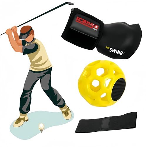 Icango caddy Golf Wrist Training aid? Golf Swing Training aid with Band?Tour Striker Smart Ball pro Sender Golf Training aid,prosendr Golf Posture Correction & Wrist Training Aid(Four-Piece)