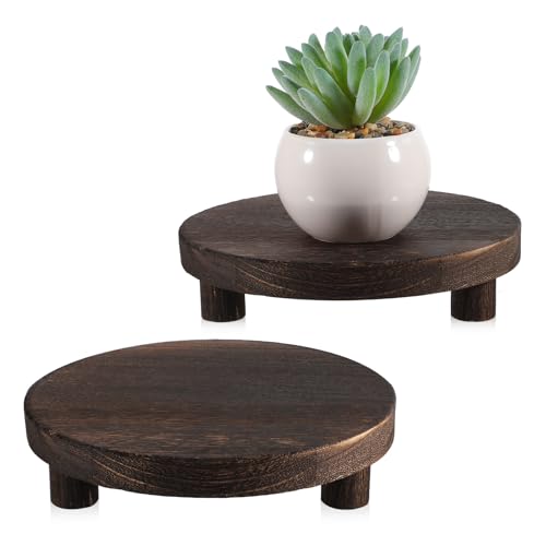 Hariendny 2PCS Wooden Stool Display Stand, 7.64'' Round Wood Riser, Wood Stool Plant Stand, Small...