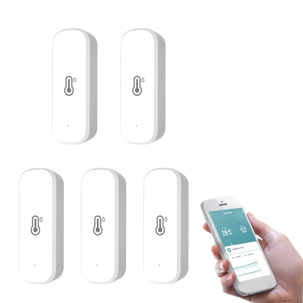 YUETTYY Hygrometer Thermometer Sensor, WiFi and Zigbee Tuya Smart Wireless Indoor Temperature and Humidity Sensor detector，with Remote Tuya App Notification Alert for Home Greenhouse (6,WIFI)