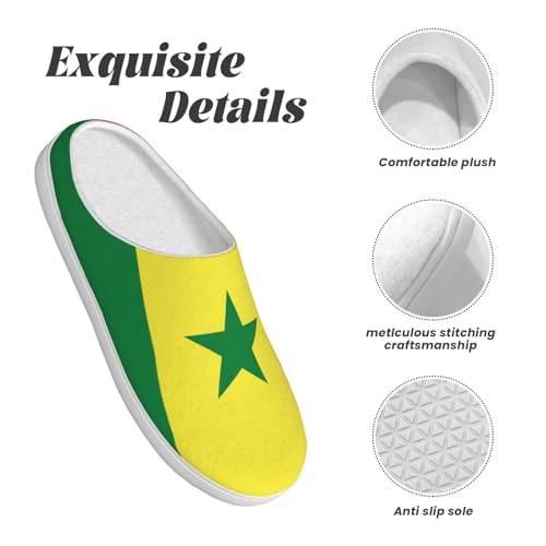Cozy Flag of Senegal print Slippers Indoor and Outdoor Fuzzy House Shoes Anti-Skid Sole Gifts for Women Indoor Scuff4