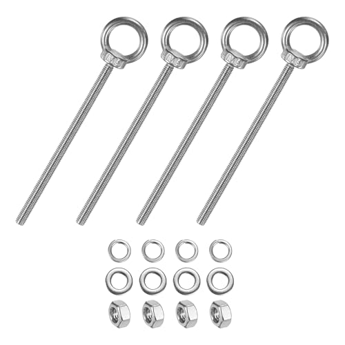 M METERXITY 4-Sets Stainless Eyebolt M6x119mm Shoulder Lifting Eye Bolt with Nuts Washers Male Screw Thread Ring Shoulder Eye Bolts Length 4.69 Inch for Suspending/Fastening
