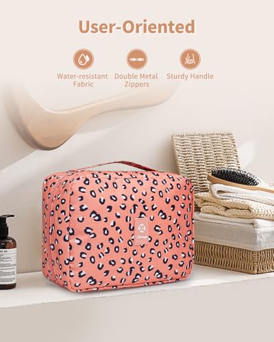 Image of Hanging Travel Toiletry Bag Cosmetic Make up Organizer for Women and Girls Waterproof (Leopard)