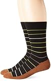 Copper Sole Men's 2 Pack Simple Striped Dress Crew Socks, Black/Lime, Sock Size:10-13/Shoe Size: 6-1