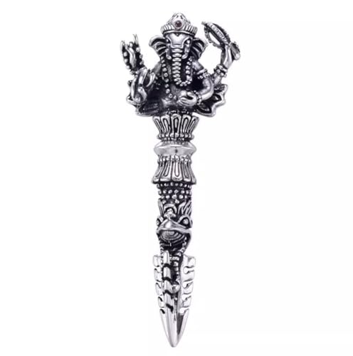 S925 Pure Silver Diamond Pestle Thai Silver Necklace Elephant Nose Elephant Head Wealth God Subduing Demon Pestle Pendant