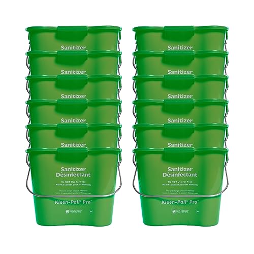 Image of San Jamar Kleen-Pail Pro Detergent Pail Cleaning Bucket with Bail Handle for Cleaning, Kitchens, Restaurants, And Janitorial Use, Plastic, 6 Quarts, Green, (Pack of 12)