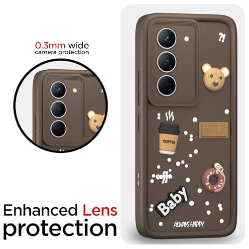 Image of Pikkme Back Cover for Realme Narzo 80x 5G / Realme P3x 5G / Realme 14X 5G | Cute Fun Cartoon 3D Bear Silicone Full Body Protection Bumper Case (Brown)