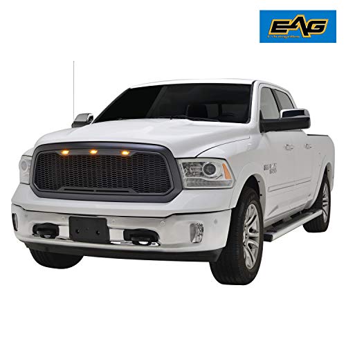 Eag Replacement Front Grille Upper Grill - Charcoal Gray - With Amber Led Lights Fit For 13-18 Ram 1500 #TOP6