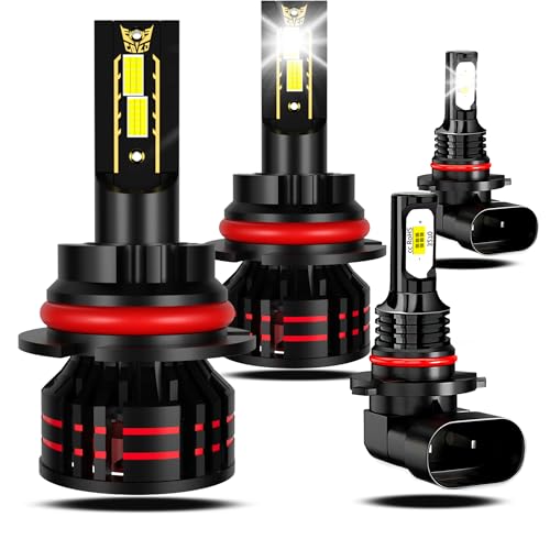 VIONTREX Fit for Ford F150 1997-2003 Driving Light Bulbs Combo, 6500K White 800% Enhanced Visibility With 12000RPM Turbo Fan, Direct Installation, 4-Pack Lighting Bundle