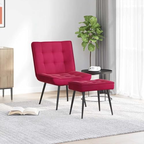 sephironlbb Sillón de relax con taburete, tapizado de terciopelo, estructura de metal, 64 x 74 x 84 cm, capacidad de carga de 110 kg, ergonómica, para salón, oficina, dormitorio, asiento cómodo con