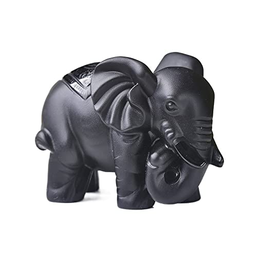 Éléphant en cristal d'obsidienne sculpté main objet d'art 55mm