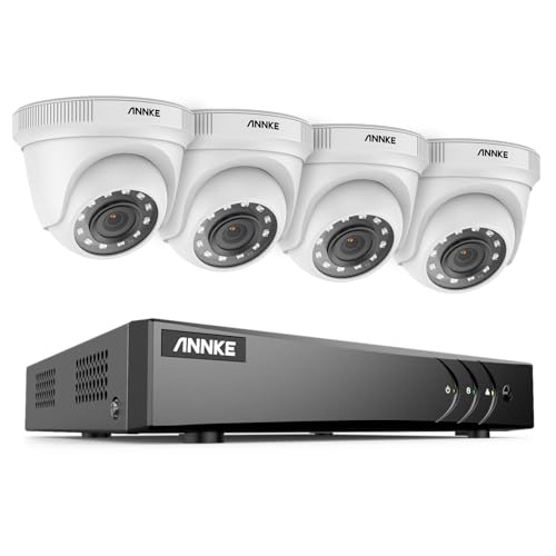ANNKE 3K Lite 8 Canales DVR 5 en 1 con Detección de Personas y Vehiculos, 4X 1080p Kit de Videovigilancia Exterior, Visión Nocturna, Grabación Inteligente, Grabación 24/7, sin Disco Duro
