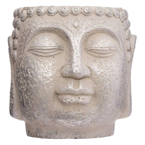 Atmosphera - Maceta Buda - Cemento - H17-5 cm - Plateado