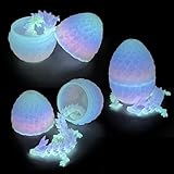 Flavery 3D Printed Dragon in Egg - Glow Rainbow - Flexible Crystal Dragon Inside, Colorful Fidget Toy, Birthday Gift, Desk Pet Figure - 12” Dragon (Glow in The Dark)
