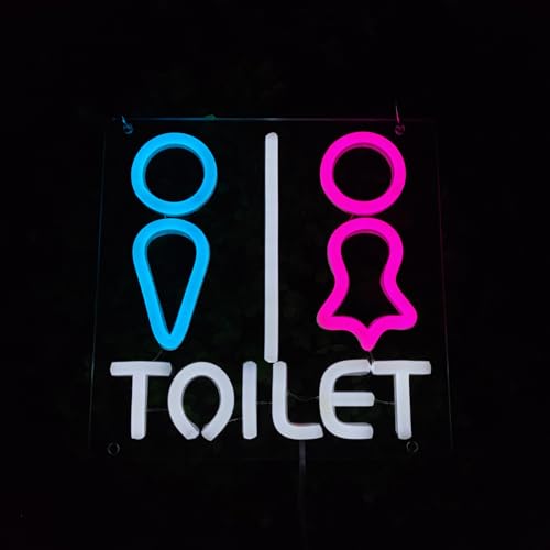 Image of Toilets Neon Signs for Wall Decor Neon Lights for Bedroom Led Business Signs Suitable for Washroom Restroom Christmas Birthday Party Unique for Lover,21 * 21cm