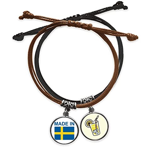 Bracelet corde en suède Pays de l'amour avec chaîne de main en cuir jaune citron