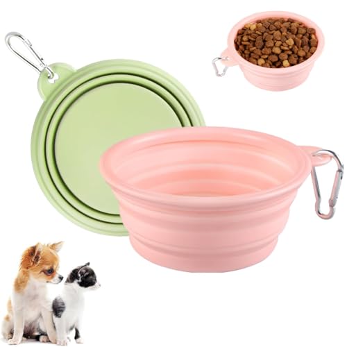 JYNXOR 2 Pezzi Ciotola Pieghevole per Cani, Portatile per Cani, Ciotolas D'acqua in Silicone per Gatto e Cane, Ciotola per Cani Portatile, per Viaggi e Campeggio, Camminare, Escursioni, 350 ml