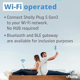 Shelly Plug S Gen3 Bianco - Presa Intelligente Wi-Fi (Tipo F), Misurazione Consumi, 12A, 2500W, Matter, Nessun Hub Richiesto, Controllo da Remoto, Programmi Smart, Alexa, Google Home, Apple HomeKit