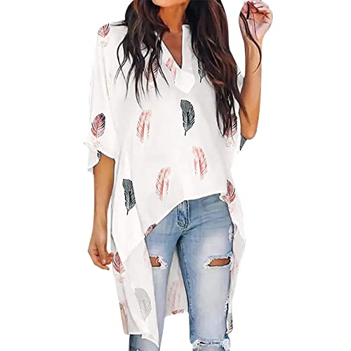 Fall Tops For Women Womens V Neck Bell Sleeve Asymmetrical High Low Tunic Tops Blouses For Women Fashion 2022 (Pink, Xl) #TOP21