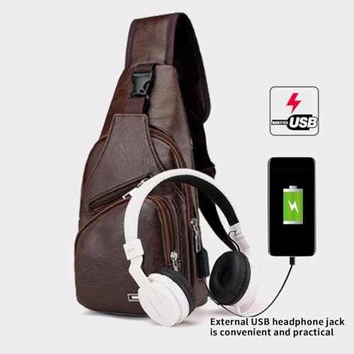 Leather Crossbody Bag Shoulder Backpack Small Leather Crossbody Bag with USB Charging Port2