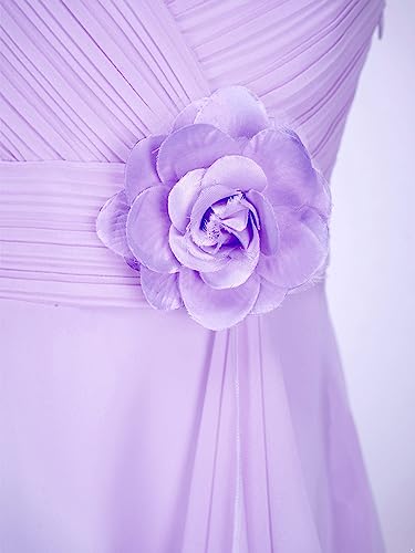 Flower Girls Formal Dress Kids 3D Applique Asymmetric Chiffon Bridesmaid Wedding Party Evening Gown3