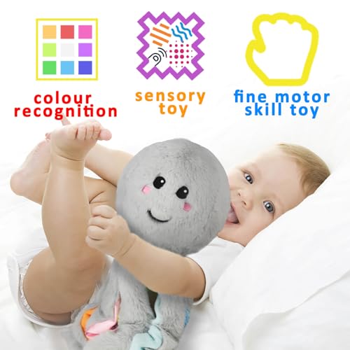 Omuyasi Kuscheltier Baby Spielzeug ab 3 6 12 Monate, Octopus Plüschtier mit 8 Texturierte Tentakel, Sensorik Autismus Spielzeug ab 1 Jahre, Geburtstag Geschenke für Baby Mädchen Junge