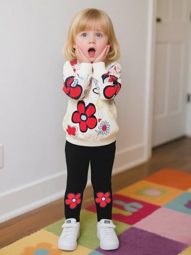 Image of Toddler Girl Clothes Floral Printed Sweatshirt Pants 2Pcs Fall Outfits for Little Girls Clothing Set Size 3-7 Years