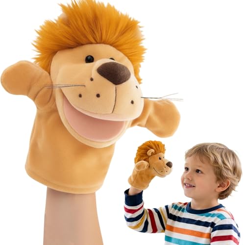 1 Hellgelbe Löwen Handpuppen, Handpuppen für Kinder, Handpuppe Löwe, Ideal für Geschichtenerzählen, Vorschulbildung, Motorische Fähigkeiten, Geburtstagsgeschenk