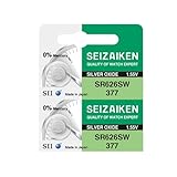 Seizaiken 377 SR626SW 1.55V 0% Hg Silver Oxide Watch Battery (2 Batteries) Made in Japan by Seiko