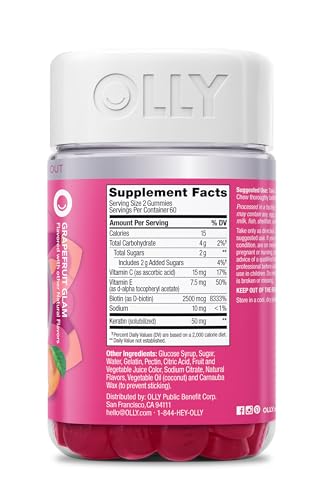 Image of OLLY Hair Skin and Nails Gummies, Undeniable Beauty, Biotin - 120 Count