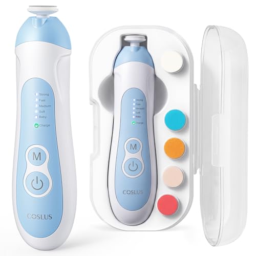 COSLUS C52 Rechargeable Baby Nail File: Cordless Baby Nail Trimmer Electric with 5 Speeds & 6 Grinding Heads for Baby Kid, CPC Certified and Quiet Design - Safe for Sleep Trim Buffer, Blue