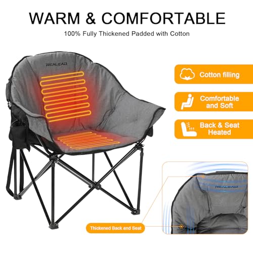 REALEAD Silla de Camping Calefactable Oversized con acolchado completo miniatura 5
