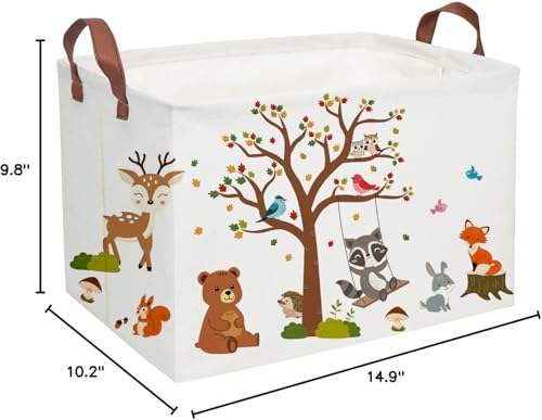 Image of Essme Rectangular Kids Baskets Boys Basket,Animal Storage Bins with Handles for Kids Room Decor, Book Storage Bin(Autumn animals)