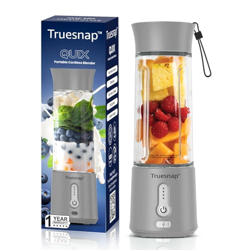 Image of QUIX Portable Blender 500ml for Smoothies Shakes & Cold Coffee | USB-C Rechargeable Juicer Mixer Grinder with 230W Motor Ice Crushing & 4000mAh Battery | BPA Free | Grey