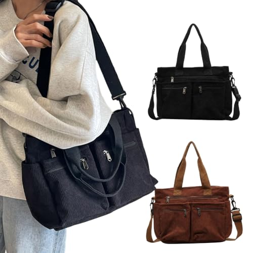 Youthful Corduroy Handbag for Women Practical and Fashionable Shoulder Bag for Work Shopping and Dates3
