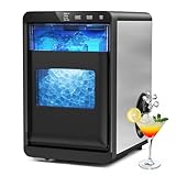 Nugget Ice Maker Countertop, 45Lbs/24H with Water Tank Pebble Ice Maker, Self-Cleaning Pellet Ice Machine Ready in 5-10min, Nugget Ice Machine for Kitchens/Home/Office