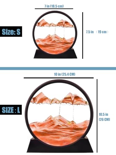Twohua Moving Sand Art Liquid Motion 3D Hourglass Deep Sea Sandscape Moving Sand Picture Quicksand Flow Sand Painting Desk Decorations Work Relaxing Decor Office Desktop Toys (7 inches, red) - Image 5