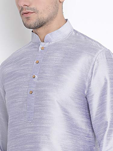Image of VASTRAMAY Men's Light Blue Silk Blend Kurta and Pyjama Set VASMKHA001nPBU 48