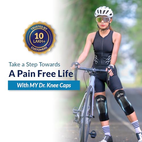 Image of MY Dr. Knee Cap (Pair) | Size XL | Compression Knee Support Brace for Pain Relief, Support & Stability | Ideal for Arthritis, Ligament Tear, Meniscus Injury, Injury Recovery, Driving, Jogging, Running, Gym, Workout, Squats & Sports | Breathable, Stretchable, Non-Slip, Sweat-Free, Skin-Friendly, Non-Irritating & Comfortable Fabric | Universal Fit for Men & Women