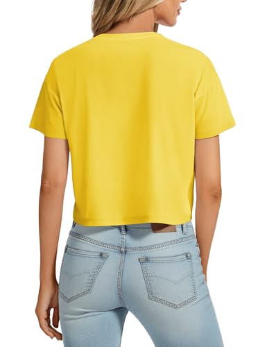 Image of SMENG Women's Workout Crop Tops UPF50+ Cotton Soft Breathable Tshirt Loose Short Sleeve Yoga Athletic Shirt