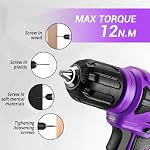 Tool Set: Tool Kit with 8V Cordless Drill, Hand Toolbox with Storage case, Tool Set for Home Repairs 126 Piece, Purple