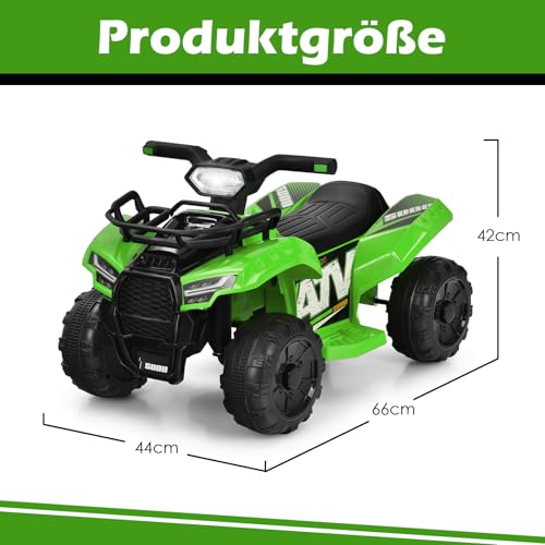 DREAMADE 6V Elektro Quad Kinder mit Aufbewahrungsbox, Mini Kinderquad mit Musik & Hupe & LED-Licht, Elektrofahrzeug für Kinder von 18-36 Monaten, max. belastbar 20 kg (Grün) – Bild 7