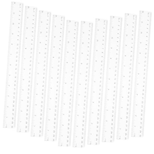 HOODANCOS 12個透明定規 両面印刷センチ 目盛り付き 測定ツール 学校 オフィス 工作用 簡単読み取り 耐擦傷プラスチック製