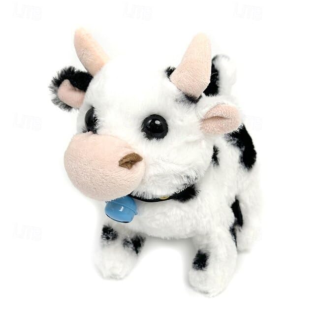 Walking Cow Interactive Electronic Pet Plush Diary Cattle Toy with Sounds and Movements MOO Nodding Head Wag Tail Animated Gift for Toddlers Birthday-image-10