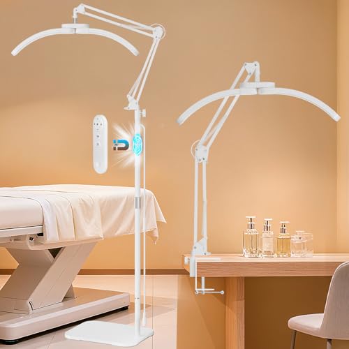 2-in-1 white lash lamp with clamp and floor use