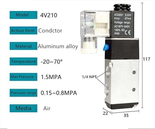 Vanne magnétique 220V à commutation rapide pour tuyau air comprimé - 3
