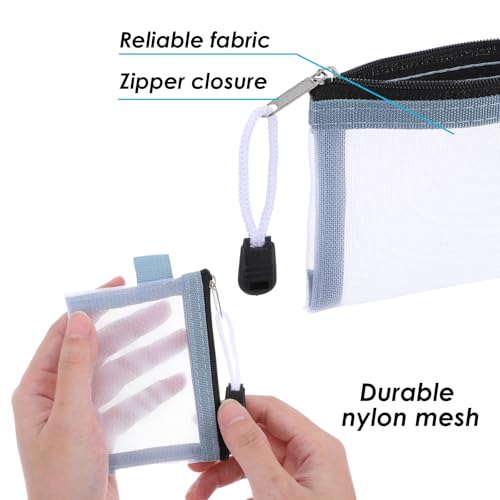 5 Pack Mini Zipper Mesh Bags,3 x 4.5 Inch Mesh Nylon Zipper Pouch Bags,Nylon Makeup Organizer,Portable Travel Cosmetic Pouch,Storage Coin Purse for Small Items Credit Card Key Lipstick4