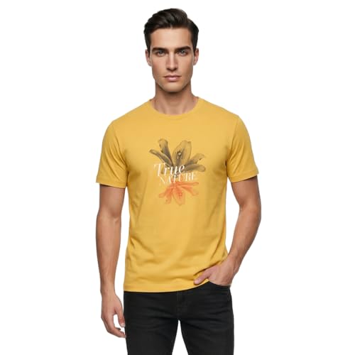 Image of Nobero 100% Cotton T Shirts for Men Stylish | Regular Fit | Graphic Printed T Shirts for Men 180 GSM Combed Cotton | Round Neck Half Sleeve