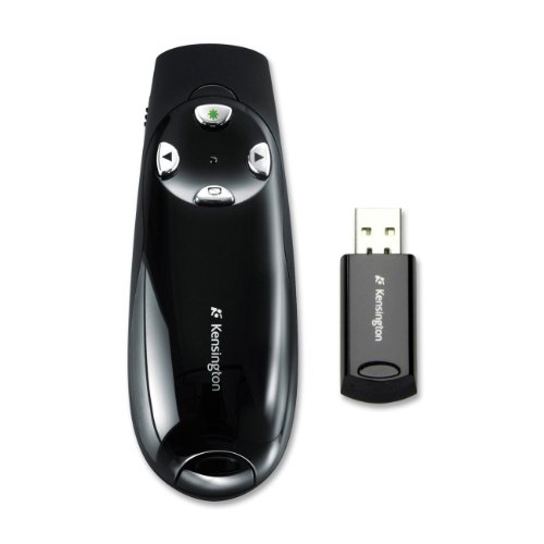 Kensington Wireless Presenter Pro with Green Laser, Class 2, 150 Ft Range, Black